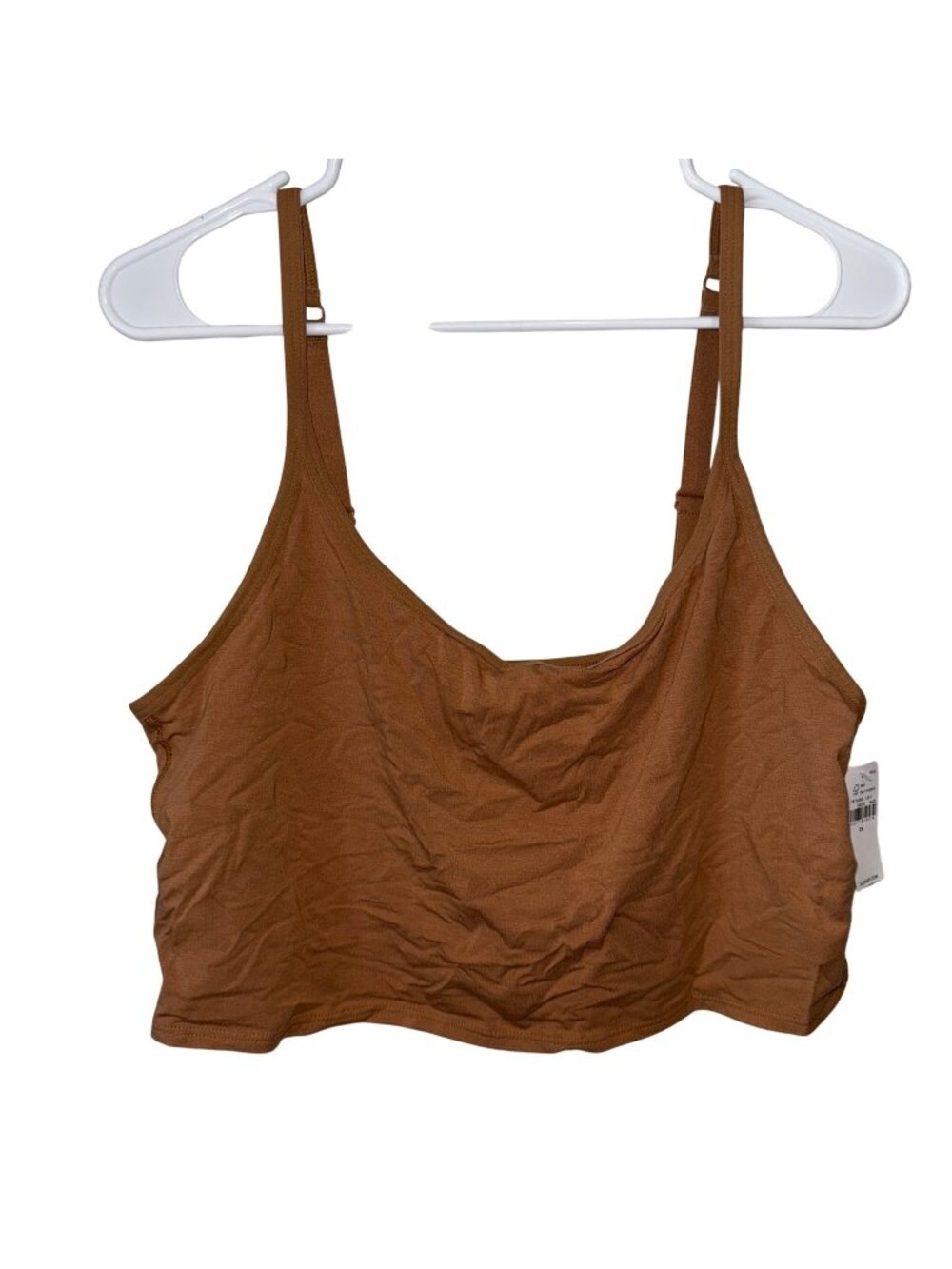 Old Navy Womens 2X Brown Tan Cropped Tank Top With Adjustable Straps
